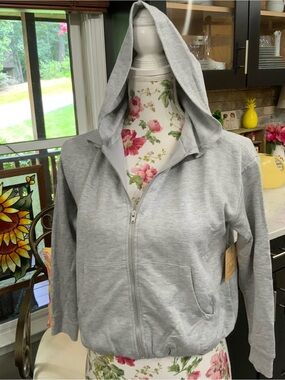 Bixby Nomad Bubble Hem Hoodie Womens Medium Full Zip Jacket Cropped New